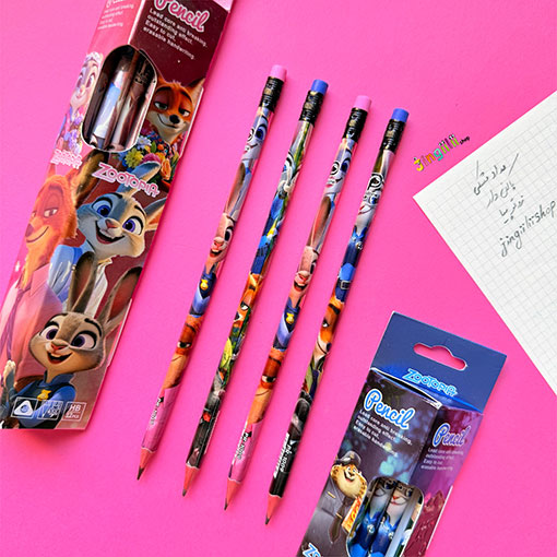 2 مداد مشکی Pencil مدل پاکن دار طرح زوتوپیا - تصویر 1